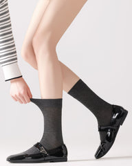 Womens Crew Socks Bamboo Fiber Seamless Breathable Versatile Black White Gray