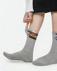 Womens Crew Socks Cartoon Dot Yarn Animal Pattern Cute Socks