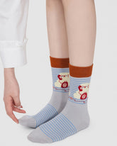 Womens Crew Socks Cartoon Dot Yarn Cute Pattern Playful Socks