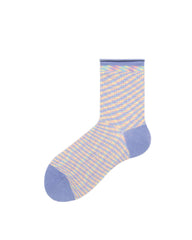 女款中筒襪,撞色顏色細條紋休閒襪子