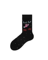 Womens Crew Socks Cute Cartoon Face Pattern Fun Casual Socks