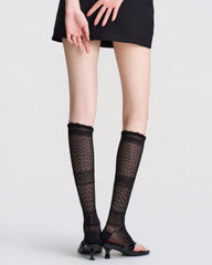 Womens Crew Socks Lyocell Mulberry Silk Large Mesh Lace Breathable Slouchy