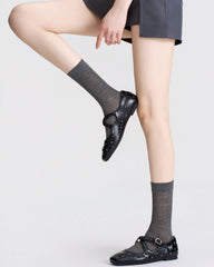 Womens Crew Socks Lyocell Mulberry Silk Mesh Breathable Slouchy Versatile