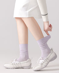 Womens Crew Socks Lyocell Mulberry Silk Seamless Breathable Morandi Slouchy