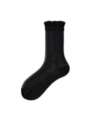Womens Crew Socks Lyocell Mulberry Silk Sheer Vertical Stripe Breathable