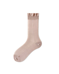 Womens Crew Socks Lyocell Mulberry Silk Sheer Vertical Stripe Breathable
