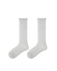 Womens Crew Socks Pearl Decor Ruffle Cuff Slouchy Sheer Everyday