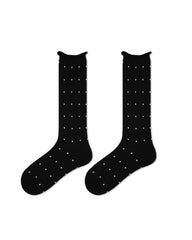 Womens Crew Socks Polka Dot Slouchy Color Contrast Everyday Combed Cotton