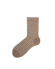 Womens Crew Socks Retro Tone Stripe Ribbed Casual Socks