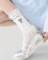 Womens Crew Socks Star Bow Pattern Slouchy Contrast Everyday Combed Cotton