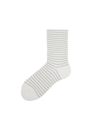 Womens Crew Socks Stripe Silk Blend Ribbed Casual Socks
