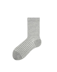 Womens Crew Socks Stripe Silk Blend Ribbed Casual Socks