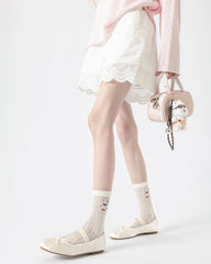 レディース クルーソックス 夏用 ベア柄 軽量 カジュアル ソックス