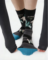Womens Crew Socks Vintage Floral Plant Retro Pattern Artistic Socks