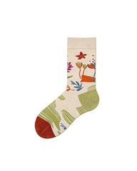 Womens Crew Socks Vintage Floral Plant Retro Pattern Artistic Socks