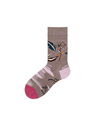 Womens Crew Socks Vintage Floral Plant Retro Pattern Artistic Socks