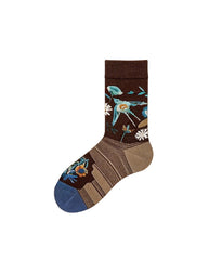 Womens Crew Socks Vintage Floral Plant Retro Pattern Artistic Socks