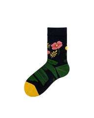 Womens Crew Socks Vintage Floral Plant Retro Pattern Artistic Socks