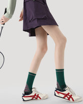 Womens Crew Thin Sports Compression Socks Cushioned Sole Green