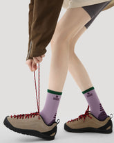 Womens Crew Thin Sports Compression Socks Green Trim Purple