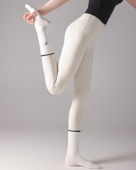 여성용 귀여운 아이 모티브 크루 요가 양말 논슬립 빗질면 배색 색상