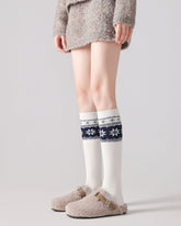 Womens Fair Isle Leg Warmers Stirrup Style Warm Knitted Socks