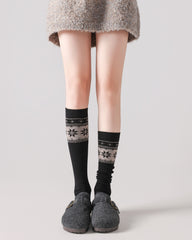 Womens Fair Isle Leg Warmers Stirrup Style Warm Knitted Socks