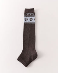 Womens Fair Isle Leg Warmers Stirrup Style Warm Knitted Socks