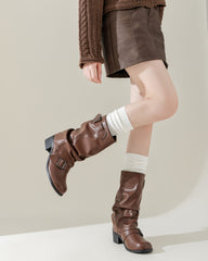 Womens Fashion Leg Warmers Thick Knit Ruffled Cuff Slim Look