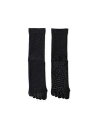 Womens Five Toe Socks Diamond Pattern Grip Non Slip Ribbed Combed Cotton