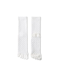 Womens Five Toe Socks Diamond Pattern Grip Non Slip Ribbed Combed Cotton