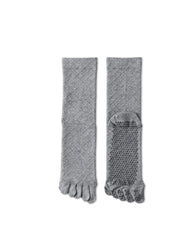 Womens Five Toe Socks Diamond Pattern Grip Non Slip Ribbed Combed Cotton