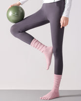 Womens Five Toe Socks Yoga Grip Non Slip Ribbed Slouchy Combed Cotton