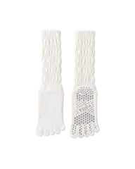 Womens Five Toe Socks Yoga Grip Non Slip Ribbed Slouchy Combed Cotton