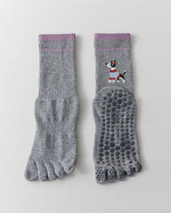 Womens Five Toe Yoga Crew Socks Compression Non Slip Combed Cotton