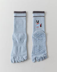 Womens Five Toe Yoga Crew Socks Compression Non Slip Combed Cotton