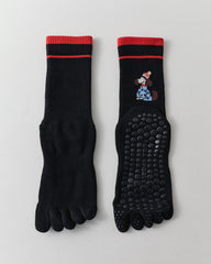 Womens Five Toe Yoga Crew Socks Compression Non Slip Combed Cotton