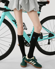 Womens Knee High Micro Pressure Sports Compression Thin Socks Black