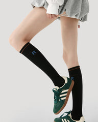 Womens Knee High Micro Pressure Sports Compression Thin Socks Black