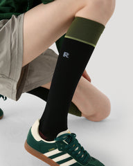 Womens Knee High Micro Pressure Thin Sports Compression Socks Black Green
