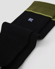 Womens Knee High Micro Pressure Thin Sports Compression Socks Black Green