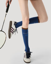 Womens Knee High Micro Pressure Thin Sports Compression Socks Blue