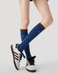 Womens Knee High Micro Pressure Thin Sports Compression Socks Blue