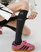 Womens Knee High Micro Pressure Thin Sports Compression Socks Deep Gray