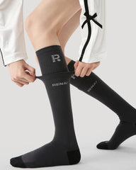 Womens Knee High Micro Pressure Thin Sports Compression Socks Deep Gray