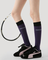 Womens Knee High Micro Pressure Thin Sports Compression Socks Purple