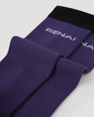 女款膝上微壓力薄型運動襪 紫色