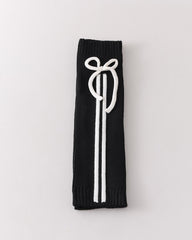 レディース ニーハイ ソックス リボン付き リブ編み ニット 暖かくスタイリッシュなレッグウォーマー