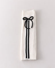 レディース ニーハイ ソックス リボン付き リブ編み ニット 暖かくスタイリッシュなレッグウォーマー