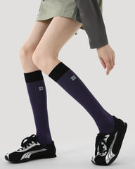 Womens Knee High Thin Sports Compression Socks Cloud Logo Purple